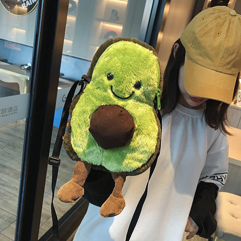 Small Crossbody Shoulder Bags For Girls Cute Cartoon Toast Toy Fruit Shape Avocado Wallet Designer Clear Purse And Handbags - Цвет: Avocado