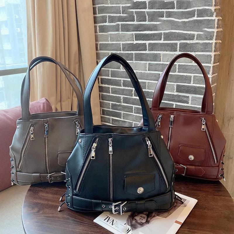

[EAM] Women New Black Multiple Pockets PU Leather Flap Personality All-match Crossbody Shoulder Bag Fashion Tide 2021 18A1421