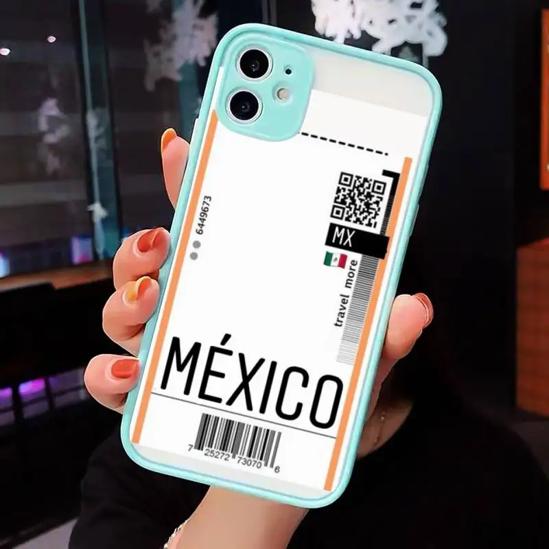 

Air ticket art world country Phone Case Matte Transparent for iPhone 7 8 11 12 s mini pro X XS XR MAX Plus cover funda