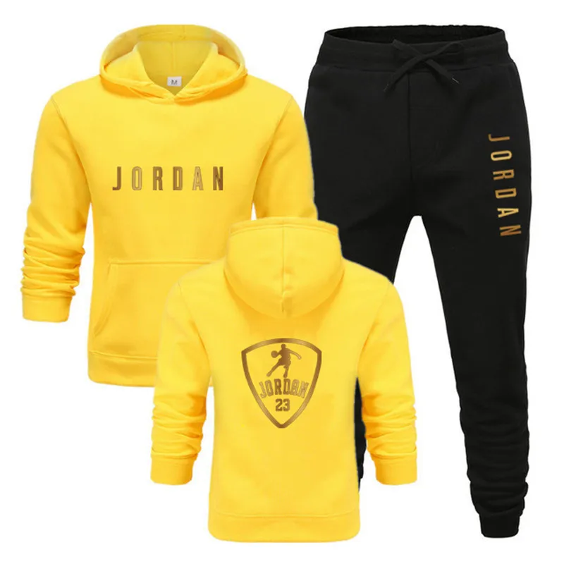 

New 2020 fashion hoodie suit basketball print sweatshirt wool hoodie suit + casual sweatpants jogging hip-hop men's suit
