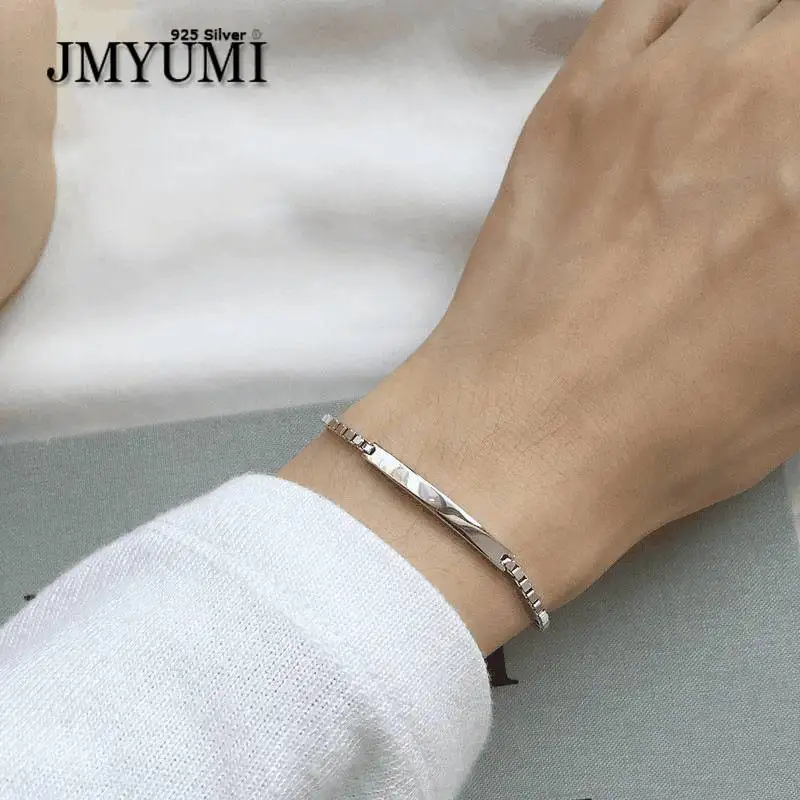 

JMYUMI 925 Sterling Silver Bangles&Bracelet Charm Women Personality Jewelry New Fashion Simple Box chain Bracelets Party Gifts