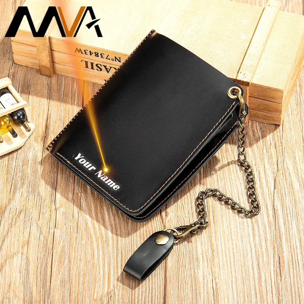 Кошелек MVA мужской из натуральной кожи с Rfid защитой и цепочкой 7397| |