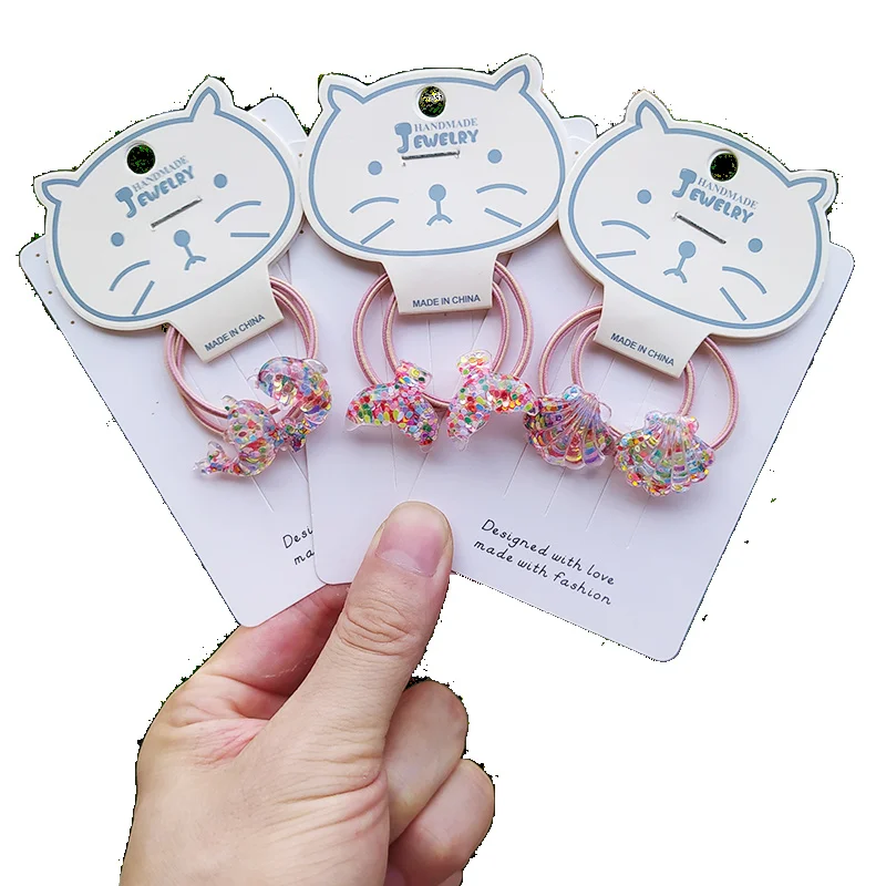

2PCS Sequined Seahorse Princess Headwear Kids Elastic Hair Bands Children Hair Ties Ropes Cute Girls Accessories Baby Headdress