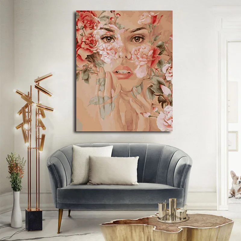 DIY картинки для раскраски по номерам с inbetweening картина Рисование в рамке