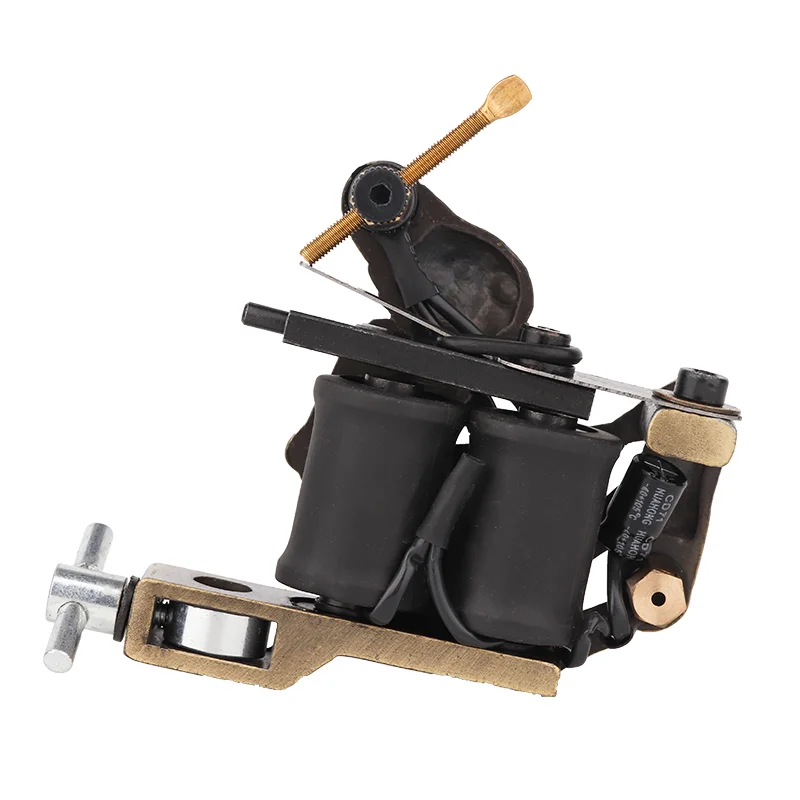 Дешевые тату машины пистолет золотой череп broze ручные 10 обмоток катушки чугунные