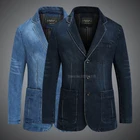 Новый мужской Джинсовый блейзер, мужской Модный хлопковый винтажный костюм, мужская куртка, синее пальто, джинсовая куртка, мужские облегающие джинсовые блейзеры для полных мужчин, размеры