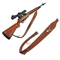 tourbon vintage hunting rifle sling genuine leather shotgun shoulder strap gun carrying belt adjustable 86 100cm gun accessories