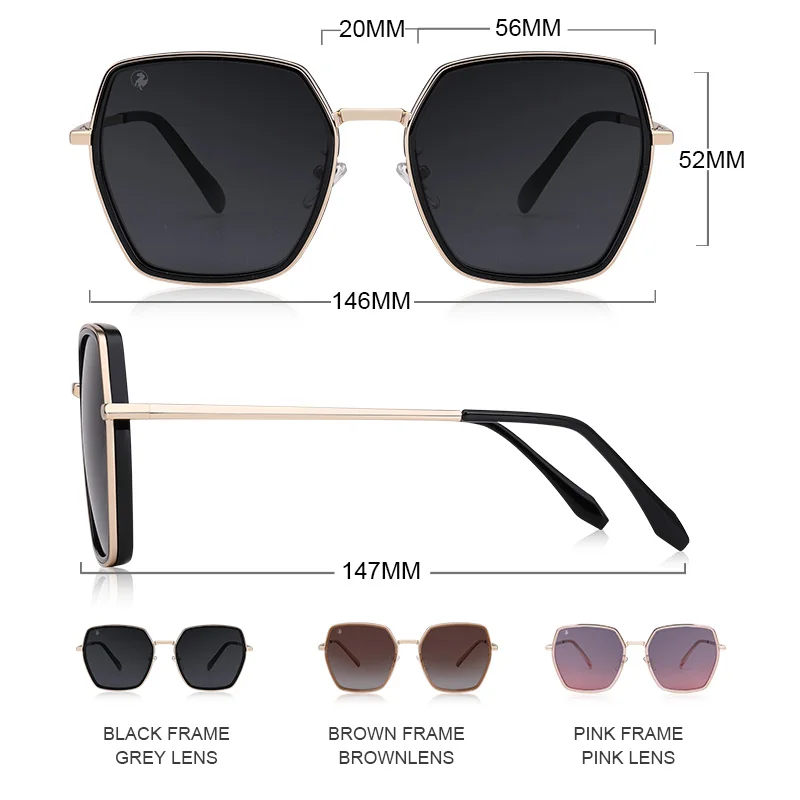 Женские солнцезащитные очки VEGOOS большие поляризационные в винтажном стиле с