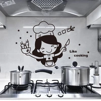 kitchen wall stickers cute chef cooking diy wall removable home decoration oven dining hall wallpapers pvc wall decals