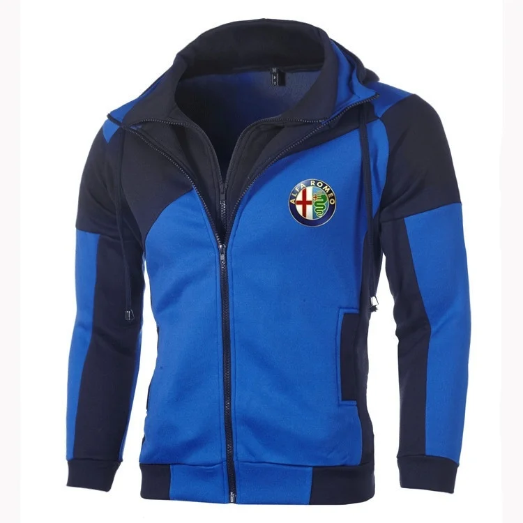 

Men's Fashion Pullover Alfa Romeo Logo Jacket Long Sleeve Double Zipper Jacket Fleece Hoodie Sweatshirts Coat