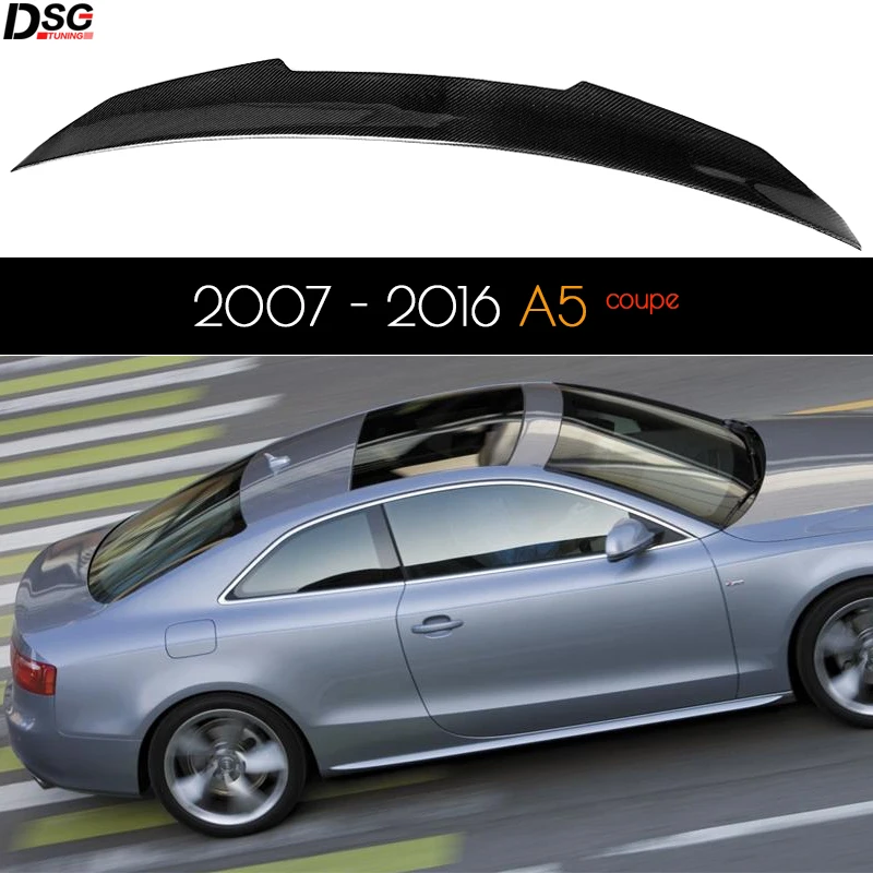 

3*3 3K Twill High-kick Carbon Fiber Rear Trunk Spoiler for Audi 2007 - 2016 A5 B8 Coupe, UV Cut, Fitment Guaranteed