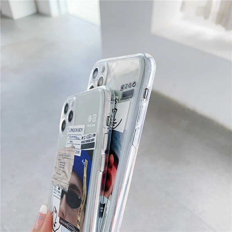 

Fashion Boys And Girls Barcode Label Phone Cases on For iPhone 12 Mini 11 Pro XS MAX XR X 8 7 Plus SE 2020 Clear TPU Soft Cover