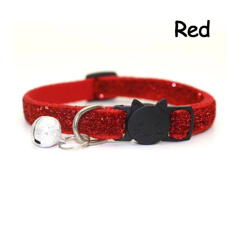 Red SUPREPET блестящий ошейник для кошек с бриллиантами регулируемый ремень для домашних животных котенок ошейник для собак и кошек с колокольчиком кожаный ремешок для Аксессуары для котенка - Цвет: Red