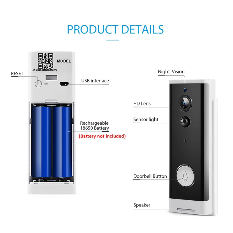 HD 1080P WiFi дверной звонок умный инфракрасный мониторинг беспроводной видео дверной звонок домашняя система безопасности двусторонняя связь камера ночного видения