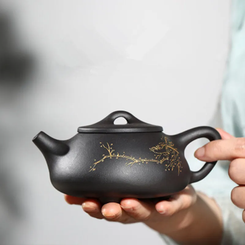 Yixing Фиолетовый Глиняный керамический чайник керамика ручная работа черная грязь