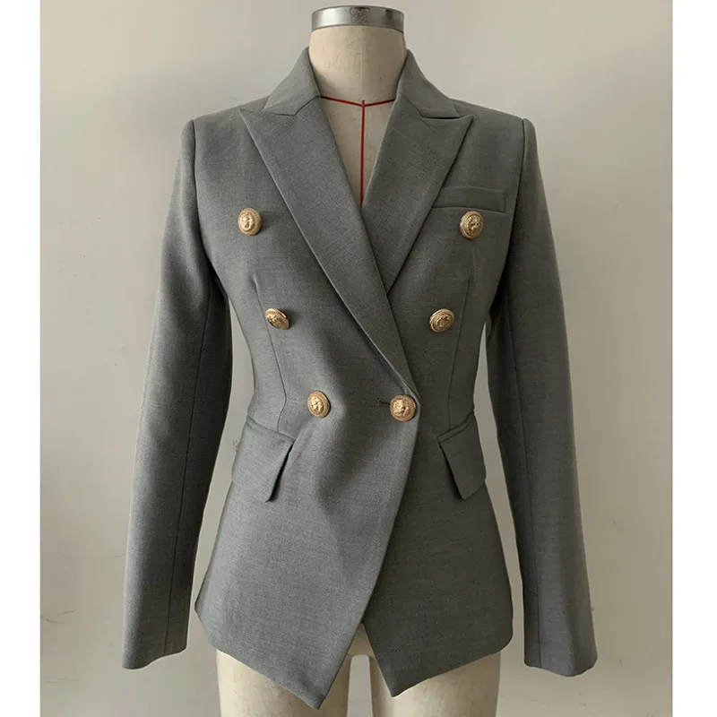 

Повседневный высококачественный тканевый женский пиджак, костюм, новинка 2022, Осенний двубортный Женский блейзер, элегантный классический ...