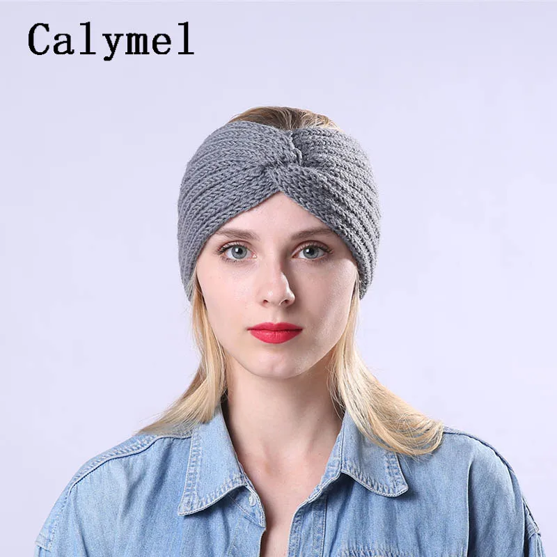 Calymel Зимняя вязанная Твист повязка на голову для женщин девочек теплые уши