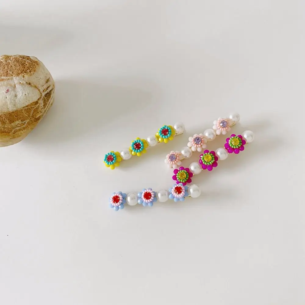 Pinza para el pelo de Color caramelo para ni&ntilde;a, horquilla con dise&ntilde;o de flores y diamantes de perlas, cuerda para el pelo para ni&ntilde;a, joyer&iacute;a, tocado de diamantes de imitaci&oacute;n, regalo nuevo-1