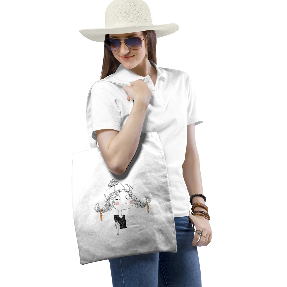 

Fashion Women Girls Shopping Bags Canvas Handbag Shoulder Bag Tote Bag Ladies Reusable Grocery Bags Pouch Case