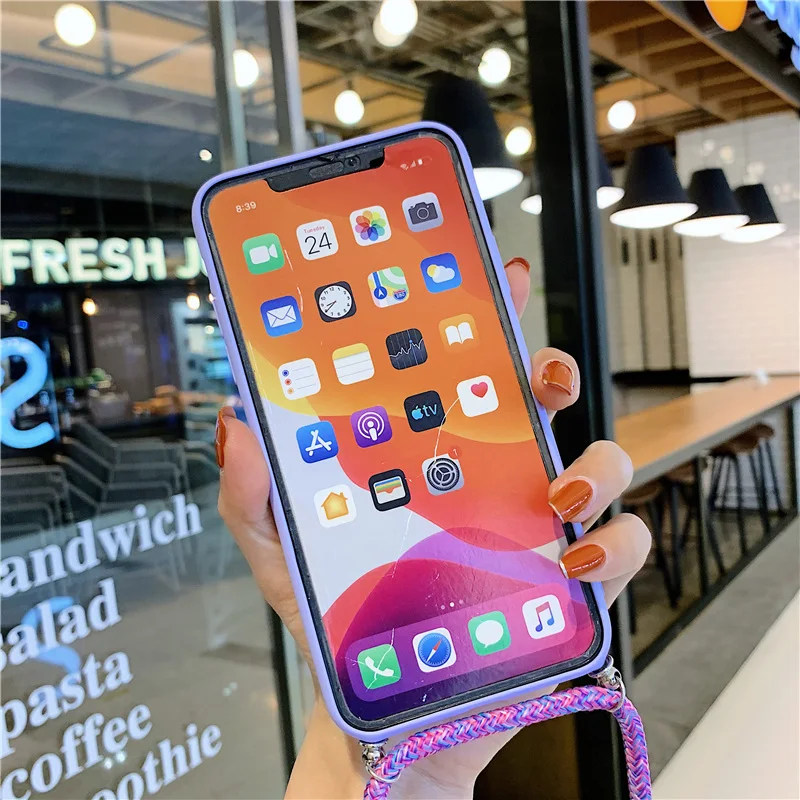 Силиконовый чехол для телефона samsung S20 plus милый накладка из ТПУ с шейным ремешком
