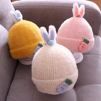 children knitted beanies for boy girl casual cute rabbit ears winter hats 12 36months baby knitting hat outdoor skullies ski cap
