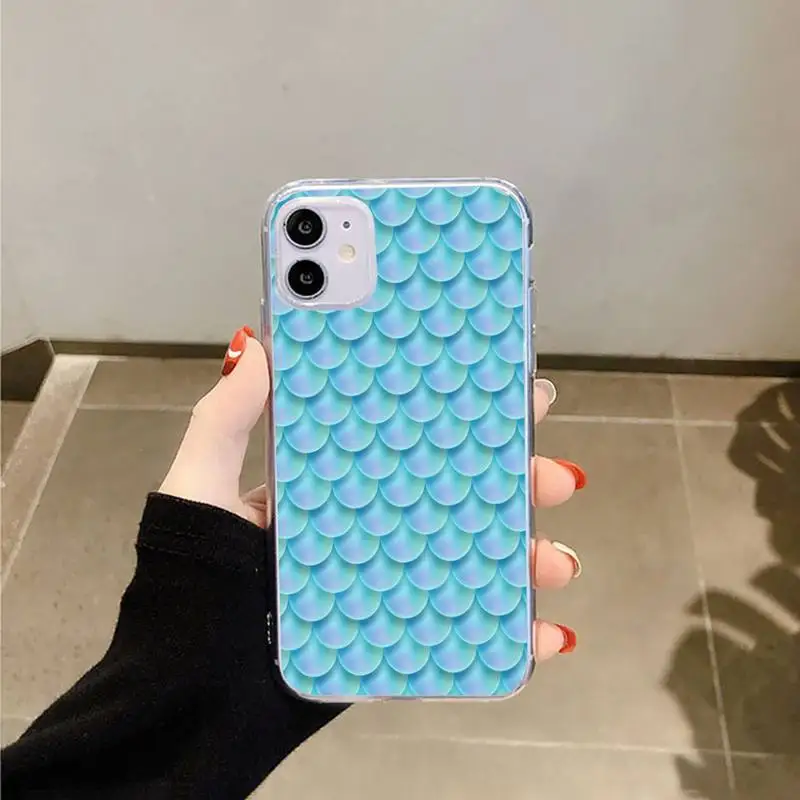 

Fish scale aesthetics animal pattern Phone Case Transparent for iPhone 6 7 8 11 12 s mini pro X XS XR MAX Plus