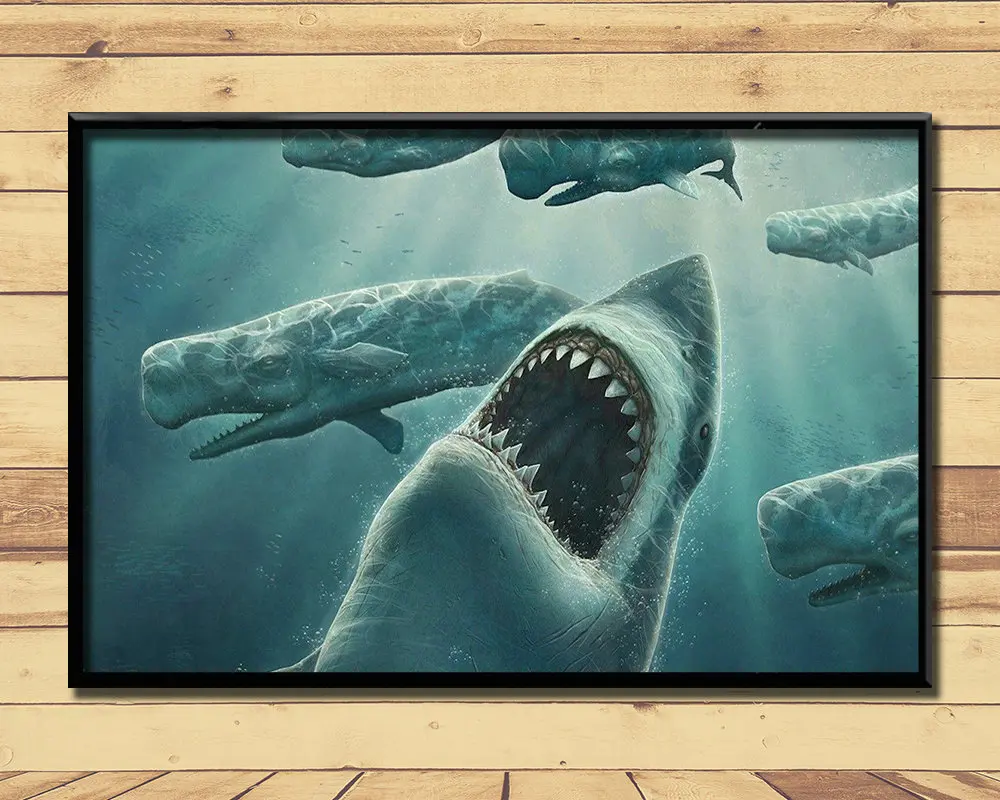 

Акула огромный сильный морских животных (7) стены Плакаты принты шелковая Живопись для дома стены Украшения в спальню