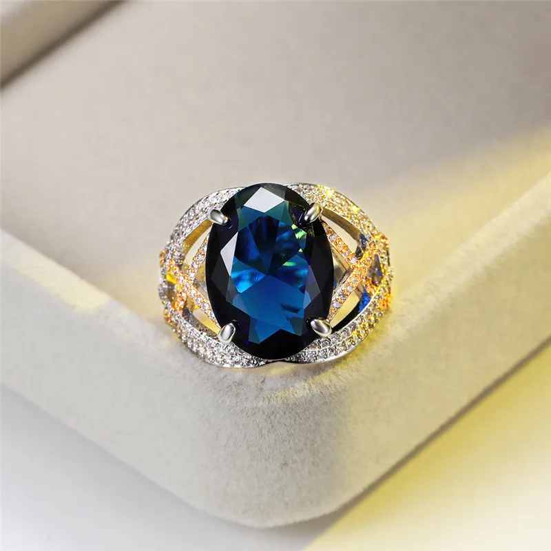 Великолепное мужское женское кольцо с большим синим овальным камнем для мужчин и