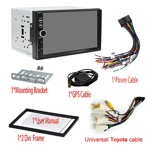 Toyota cable Универсальный " 2din android 9,0 автомобильный радио мультимедиа Зеркало Ссылка gps навигация 1024*600 RDS dab OBD для Nissan Volkswage Toyota - Цвет: Toyota cable