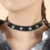 gothic style reviet collar choker women necklaces vintage punk cosplay adjustable pu leather necklace for girl jewelry gifts