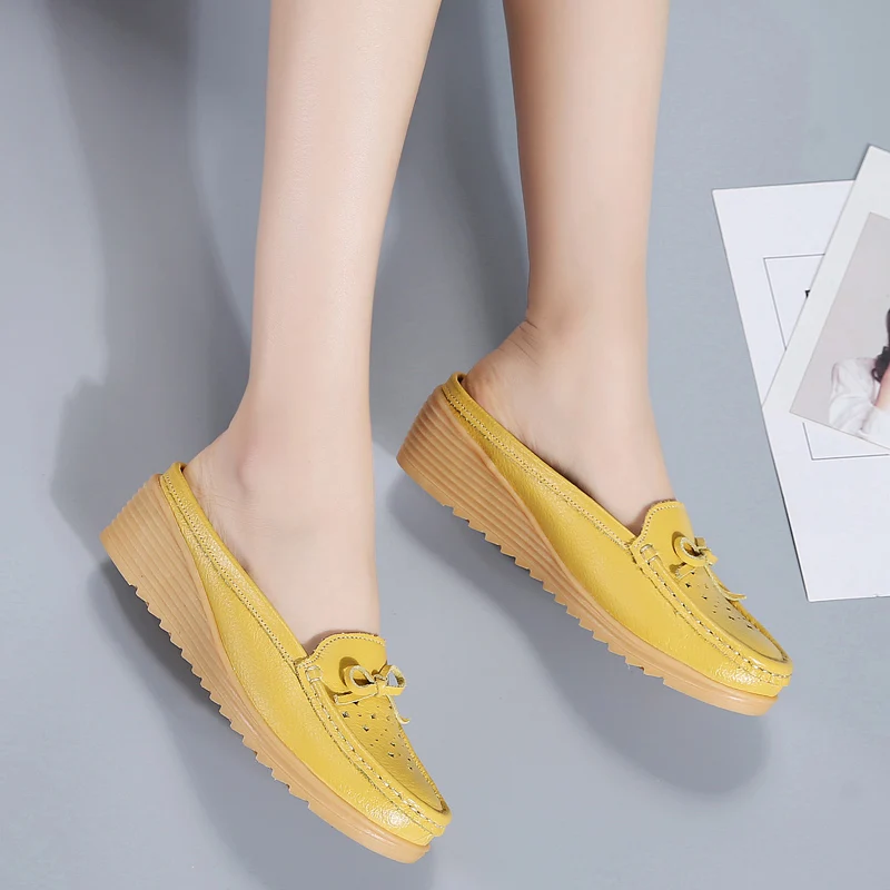 

Women Butterfly-knot Hollow Out Slip-on Sandals Summer Breathable Comfort Low Heels Casual Home Shoes Sewing Rubber Sole Sandals