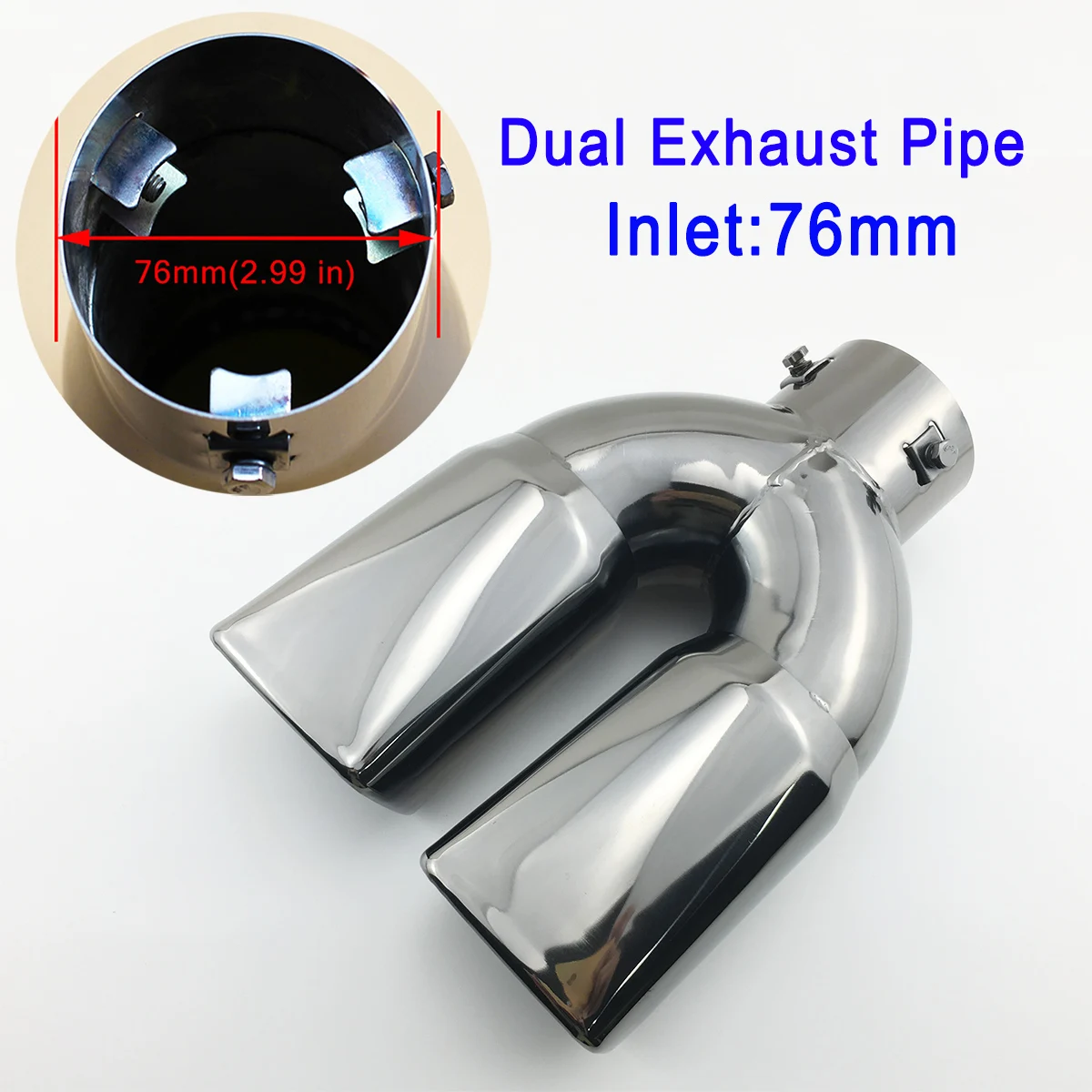 

Black Style Rear Exhaust Part 76mm 2.99" Inlet Auto Tail Pipe Tip Muffler Silencer Dual Outlet Cover Trim Universal Car Parts