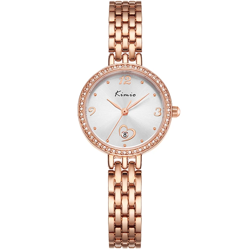 Kimio Брендовые женские часы с календарем и платьем для женщин со стразами