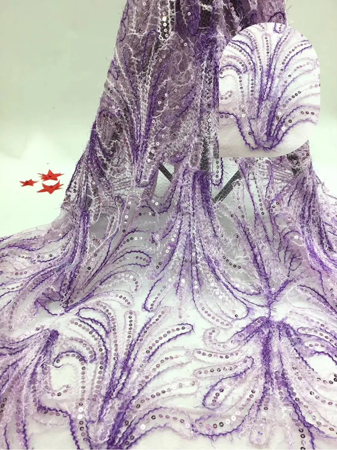 Новая высококачественная африканская кружевная ткань 2019 года "Лиловая" французская 3D вышитая нигерийская ткань для свадьбы DYS235 на.