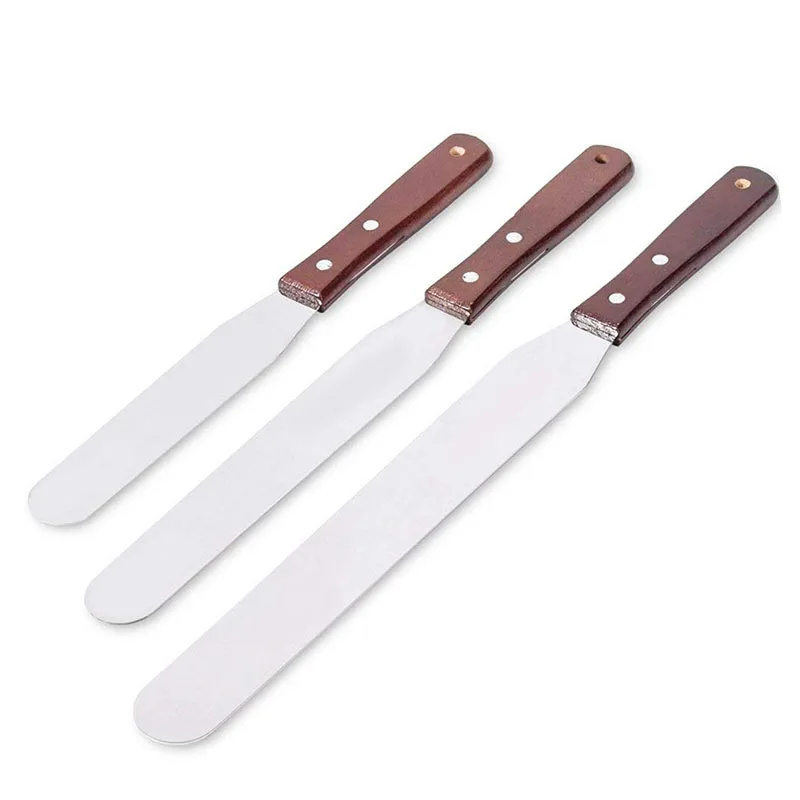 6/8/10 дюймов Нержавеющая сталь крема шпатель с деревянной ручкой для выпечки и