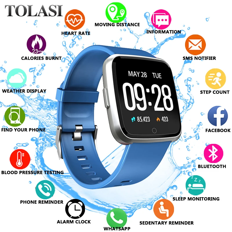 Новинка 2019 умные часы для мужчин IP67 водонепроницаемые фитнес трекер монитор