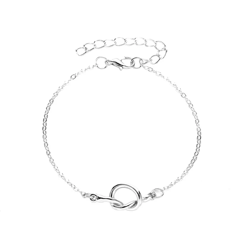 Knotted Chain Bracelets for Women Couple Bracelet Silver Color Charm Pulseras Mujer Moda Classic Simple Jewellery | Украшения и