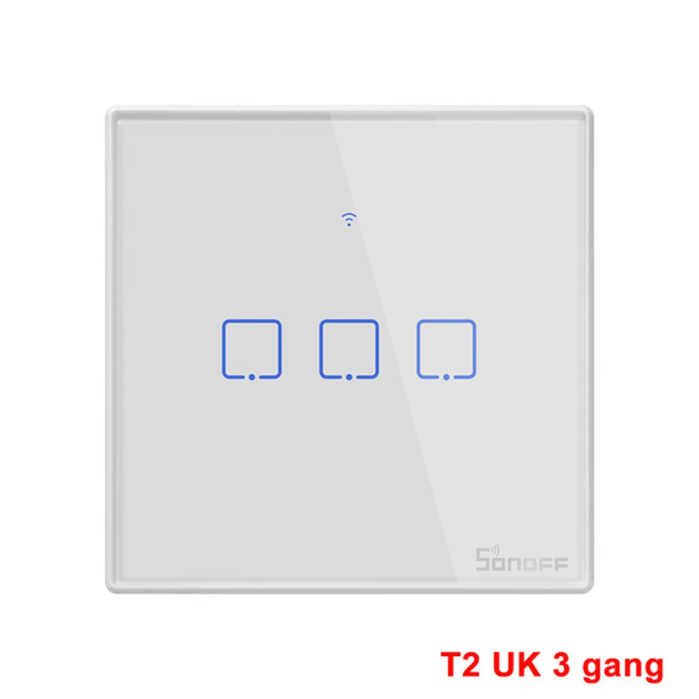 

SONOFF T2 1/2/3 Gang TX Series 433Mhz RF Controlled Wifi Light Switch Smart Home Supplies UK Standard