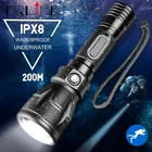 Профессиональный светодиодный фонарик для дайвинга IPX8 L2, Водонепроницаемость 200 м, светильник МОВ подводного плавания