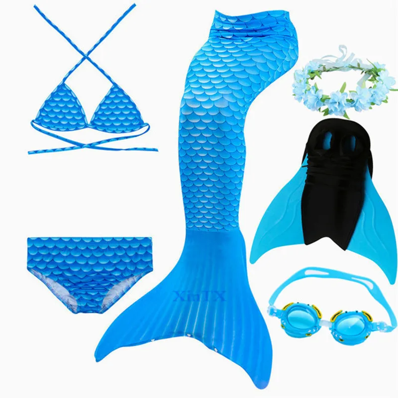 Детский летний купальный костюм с хвостом русалки для девочек плавниками Monofin