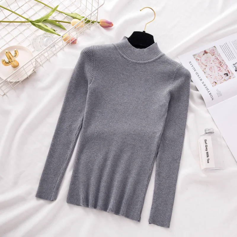 

New Turtleneck Knitted Sweater Female Casual Pullover Women Autumn Winter Tops Korean Sweaters Fashion 2021 Women Sweater Jumper