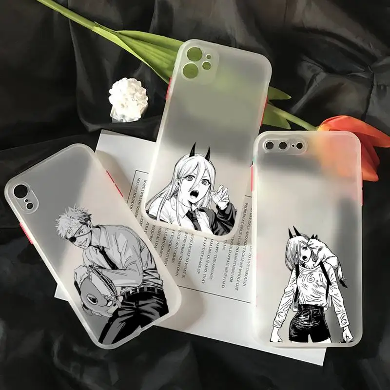 

Chainsaw Man anime Phone Case matte transparent For iphone 7 8 11 12 plus mini x xs xr pro max cover