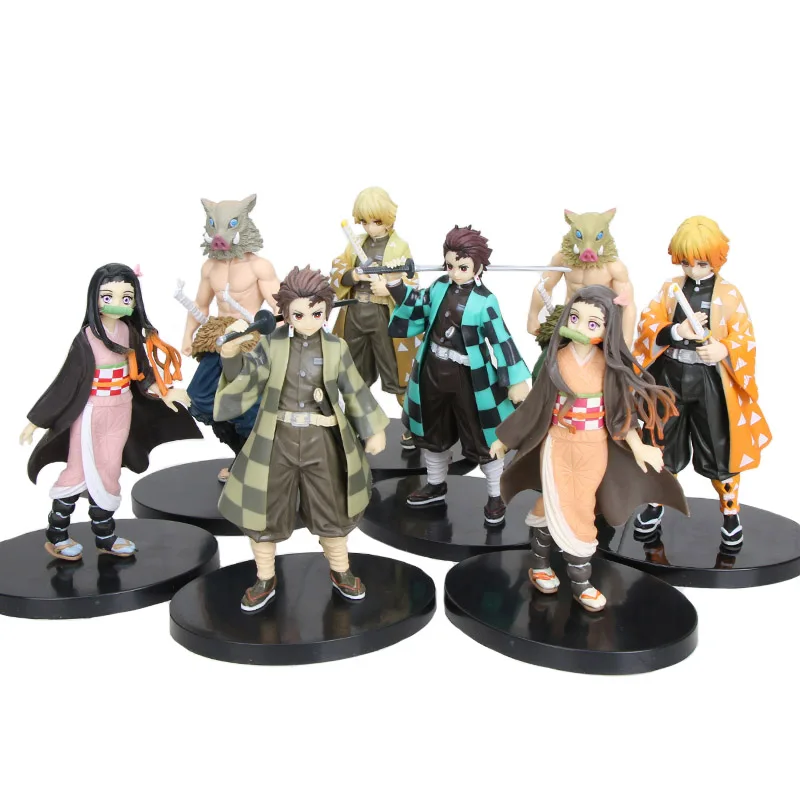 Demon Slayer Фигурки игрушки Tanjirou Nezuko ПВХ Модель Аниме Фигурка Kimetsu no Yaiba аниме