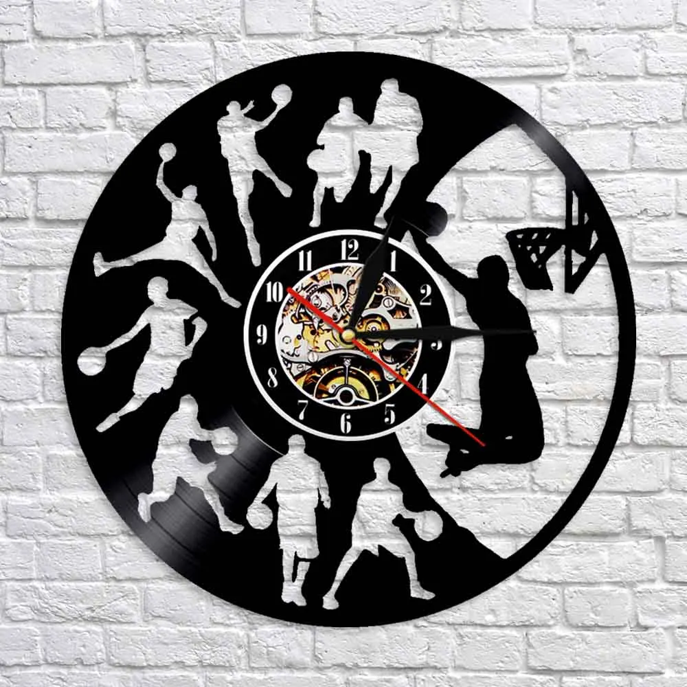 Настенные часы для баскетбола домашний декор спортзала баскетбольных игроков