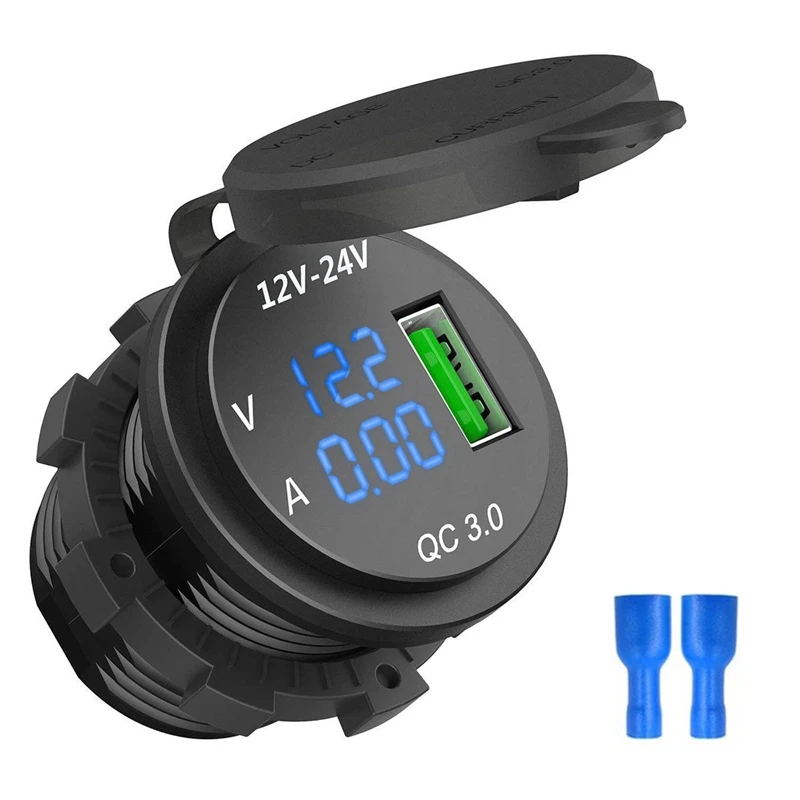 

12V / 24V Быстрая зарядка 3,0 розетка для автомобильного прикуривателя Usb зарядное устройство Led Вольтметр Амперметр