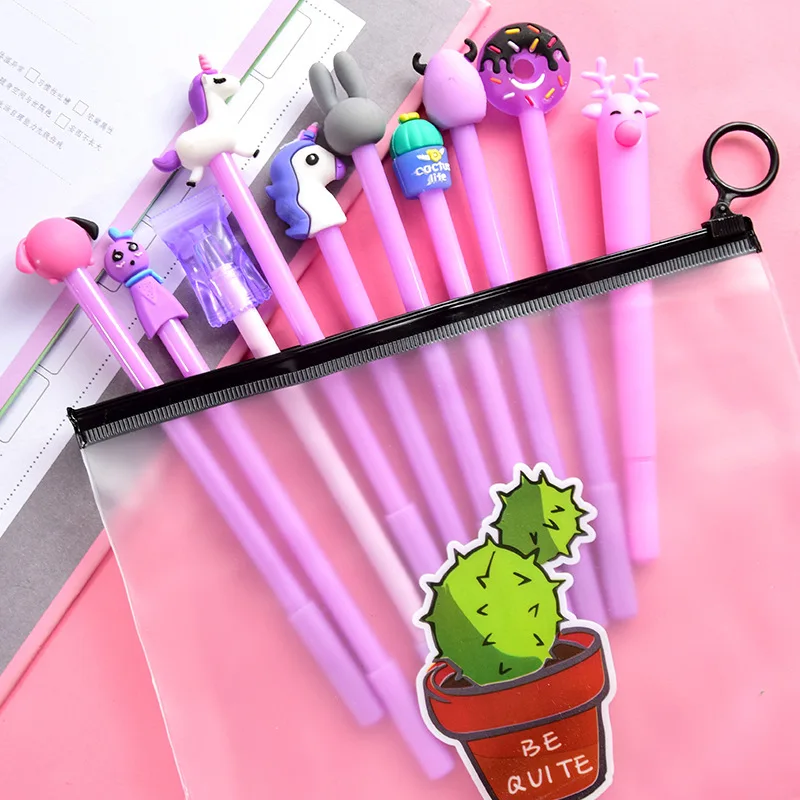 10 шт. Kawaii черная ручка с гелевыми чернилами розовая Милая гелевая ручки журнал