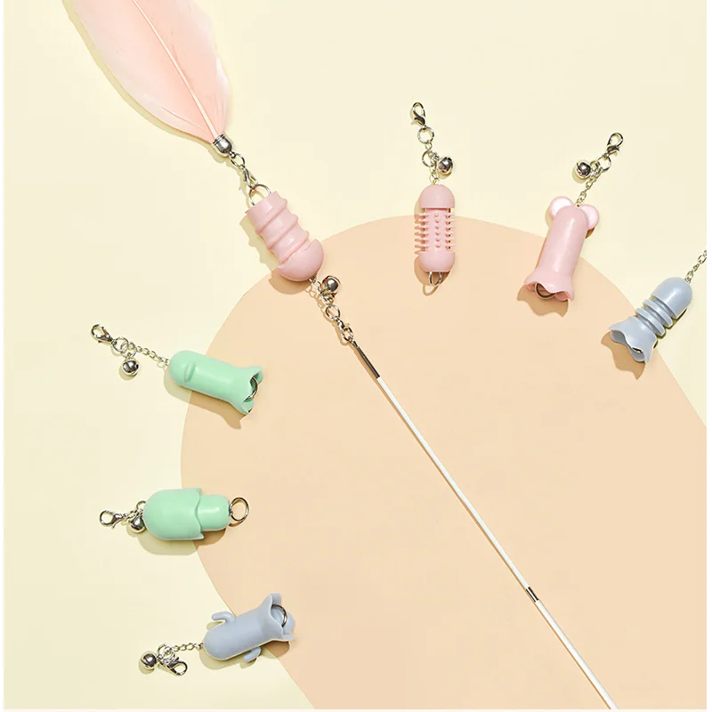 

NIPEECO Cat Teaser Toy with Feather Mutifunction Color Interactive Indoor Exercise Cat Toys Bite Glue Stick Toys Cat Supplies