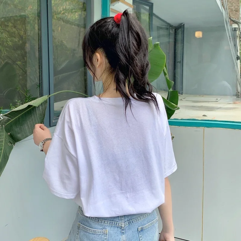 

houthion New Print Loose Plus Size Women T-shirt Short Sleeve Top O-neck Tshirt Fashion Casual Cotton T Shirt Office Lady Summer