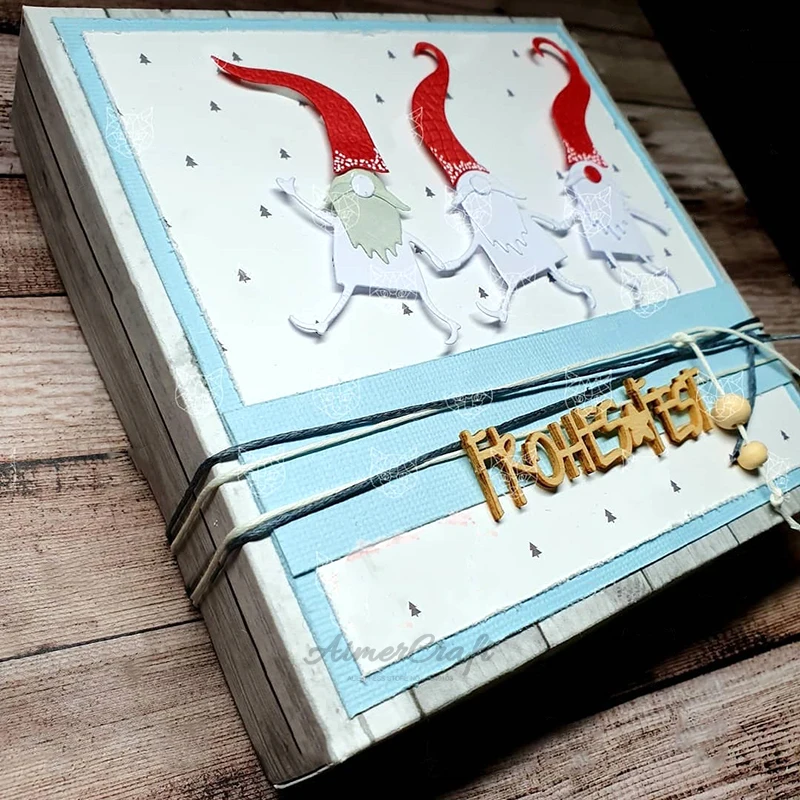 Рождественская металлическая режущая штампа эльфа трафарет для скрапбукинга