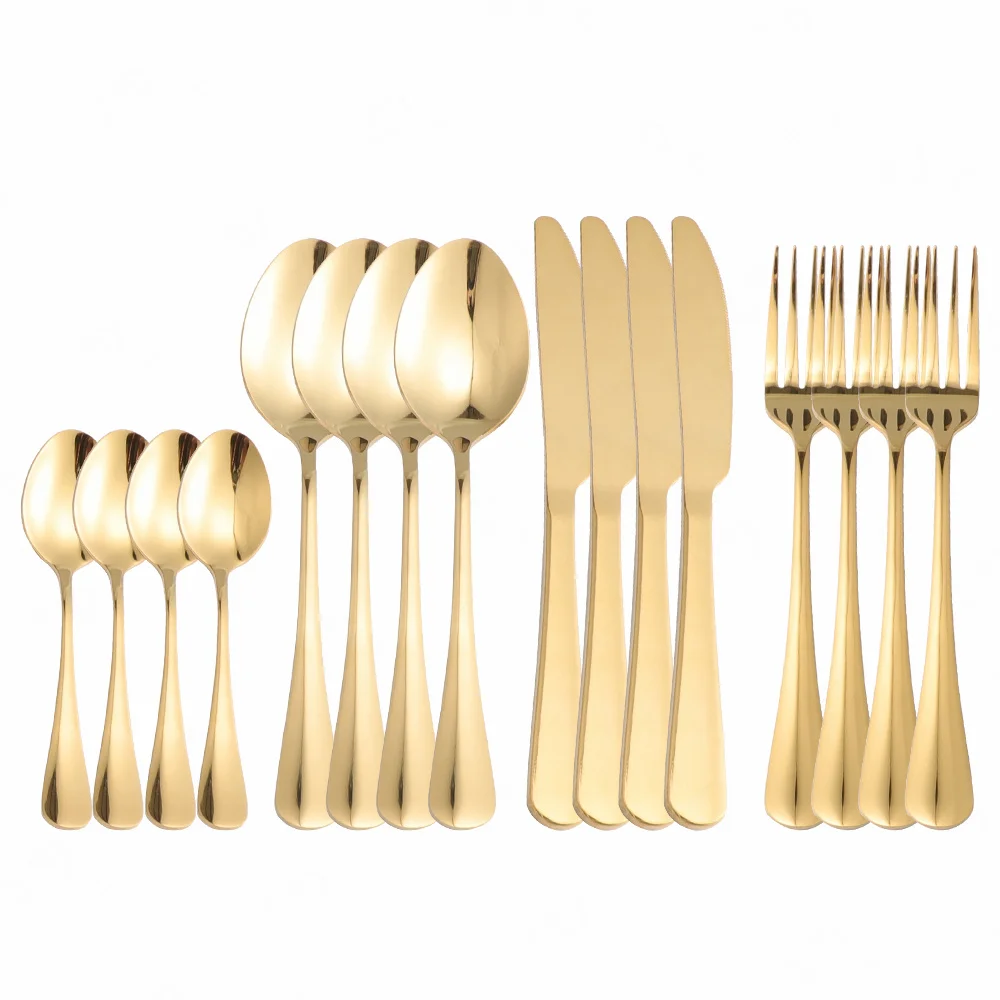 

Stainless Steel Cutlery Dinnerware Spoon Set Gold Cutlery Set 16Pcs Tableware Sets Of Dishes Knifes Spoons Forks Set